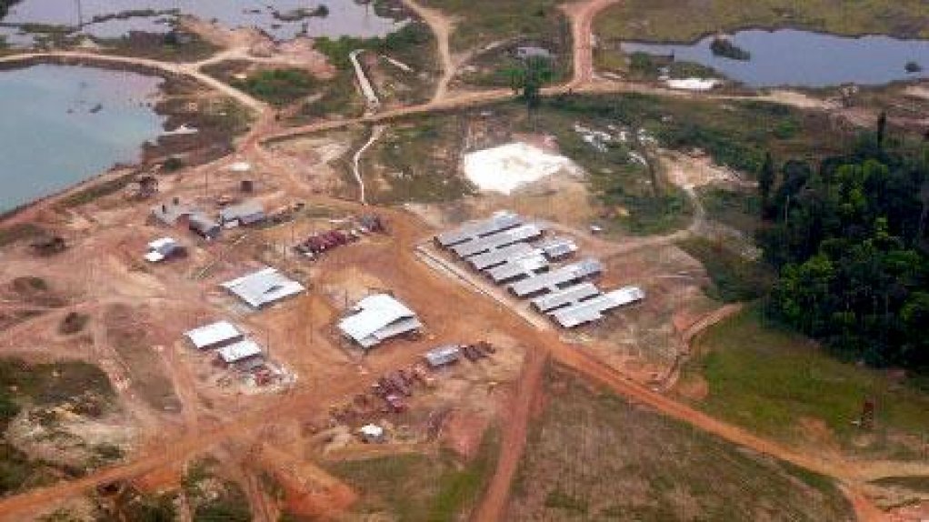An aerial image of the mining camp set up at the Toroparu project, in Guyana. 