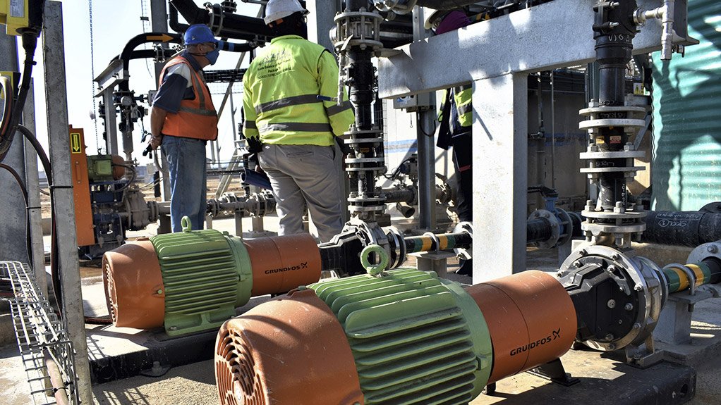 A Grundfos booster pump installed at a lime slaking facility in Mpumalanaga, South Africa