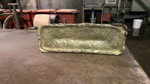 Image of gold doré bar poured at Higginville mill