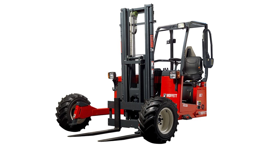 A photo of a Moffett M4 NX truck-mounted forklift