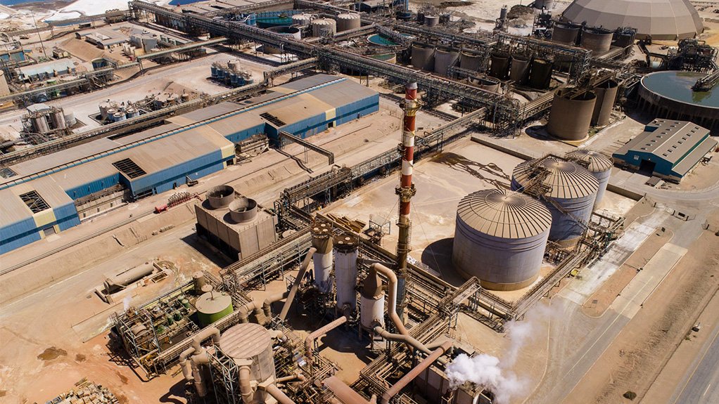 A drone image of the Skorpion zinc refinery in Namibia which South Africa imports zinc from according to the IZA Africa Desk