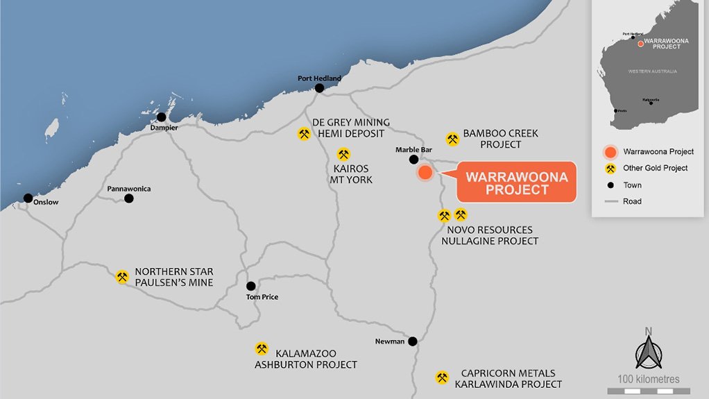 Image of the location of the Warrawoona gold project in Australia