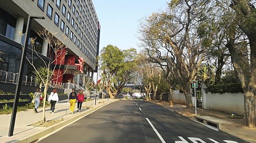 An image of a street view of the Radisson RED Johannesburg Rosebank 