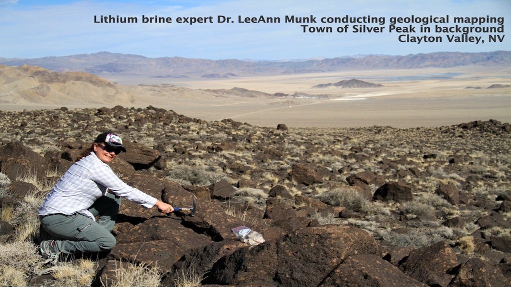 Image by Pure Energy of lithium brine expert Dr LeeAnn Munk conducting geological mapping at Clayton Valley