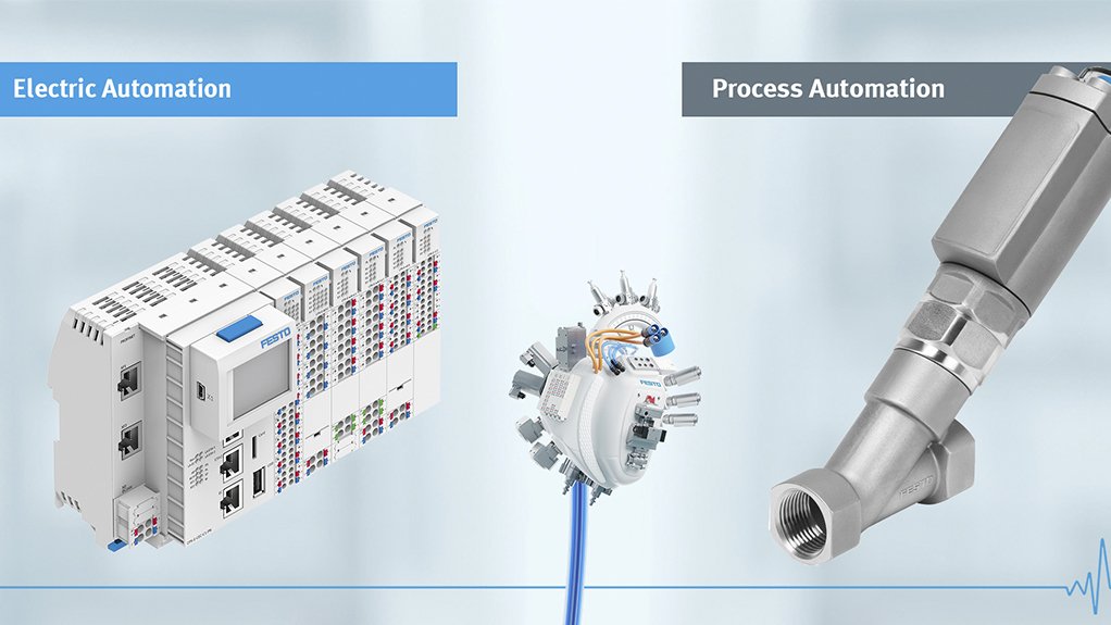 Image of Festo Automation System CPX-E and Angle Seat Valve VZXA