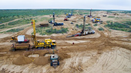 An image of drill rigs exploring for uranium
