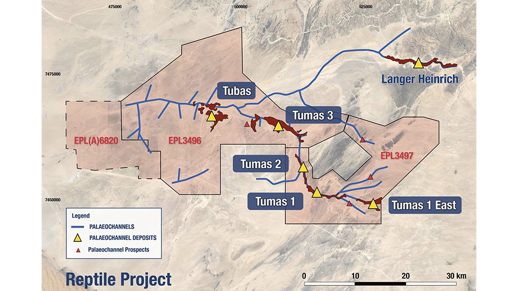Map of Tumas paleochannels