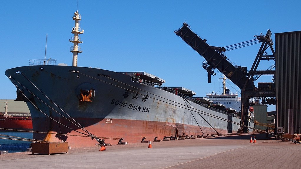 Image shows iron-ore export vessel 