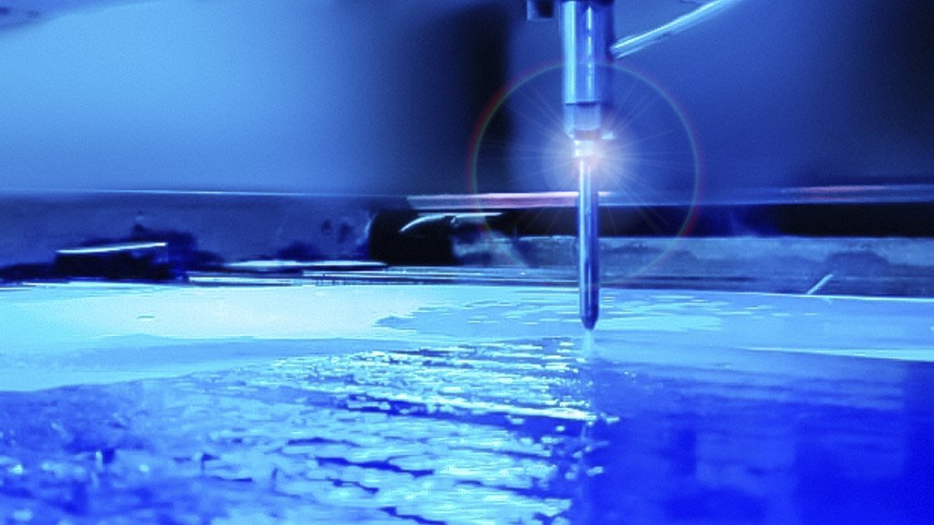 An image of the water-jet cutting machinery 