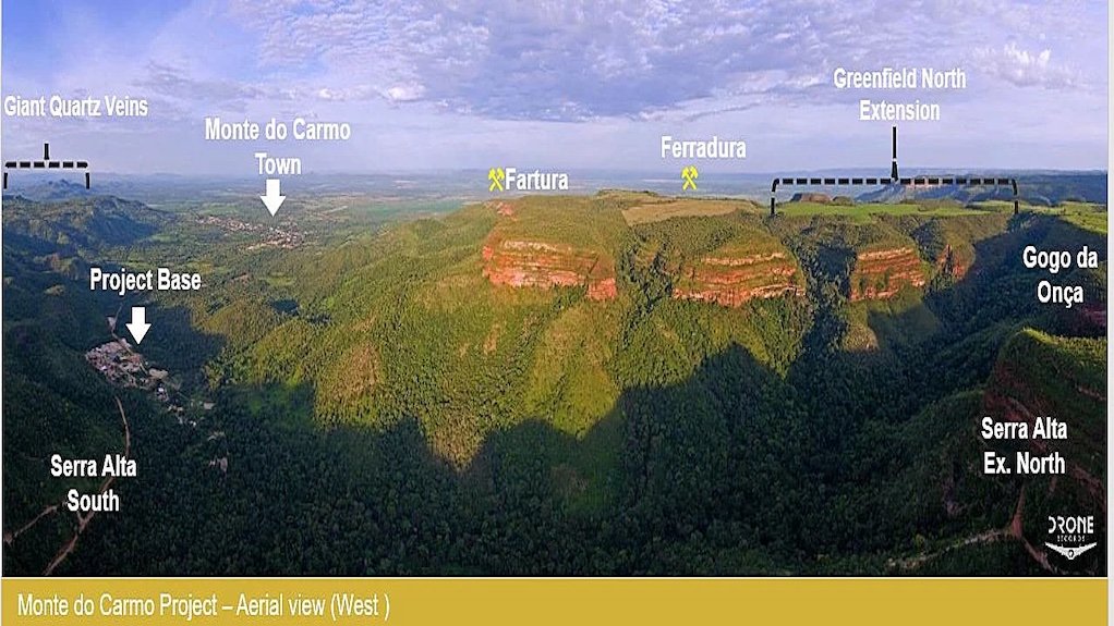 Aerial view of the Monte de Carmo gold project, in Brazil