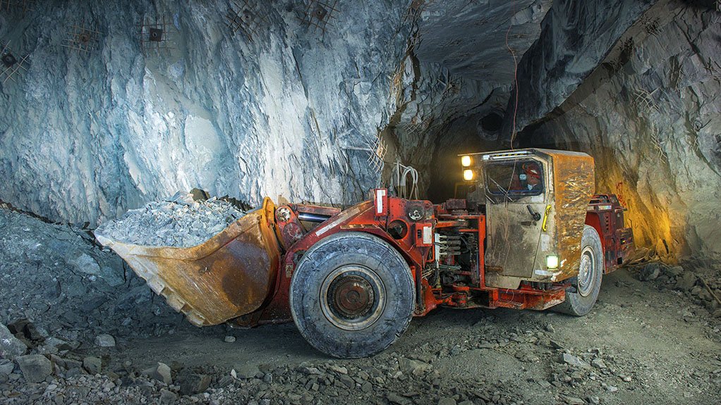 Mining equipment in a gold mine tunnel 