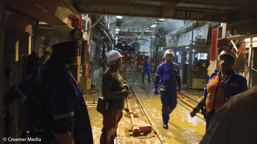 A picture of miners underground at Sibanye-Stillwater's Driefontein gold mine