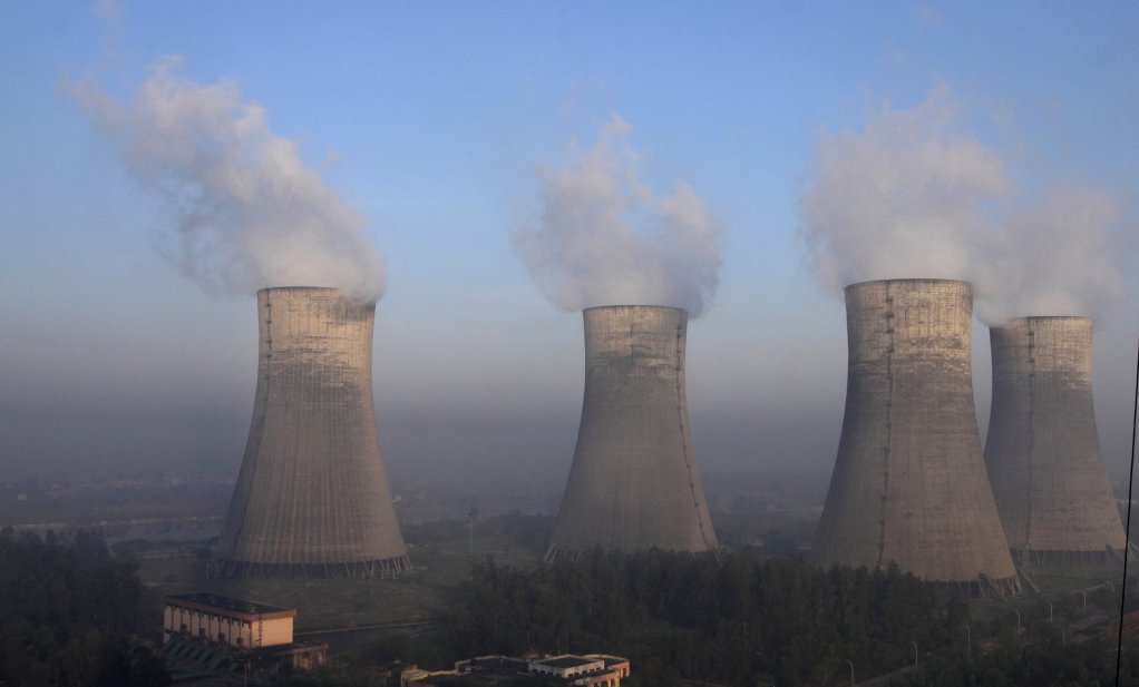 A photo of cooling towers at the NTPC power station in India