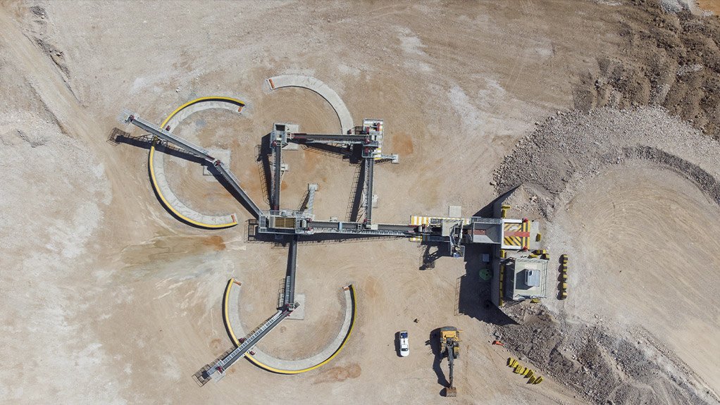 A birds eye view shot of the East Manganese mine in the Northern Cape of South Africa