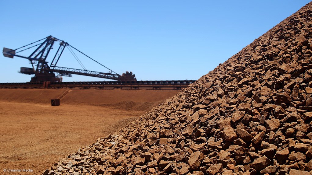 A photo of an iron-ore stockpile