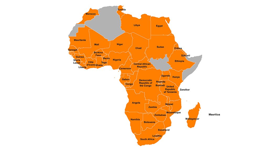 A map of Africa showing SRK Consulting’s footprint