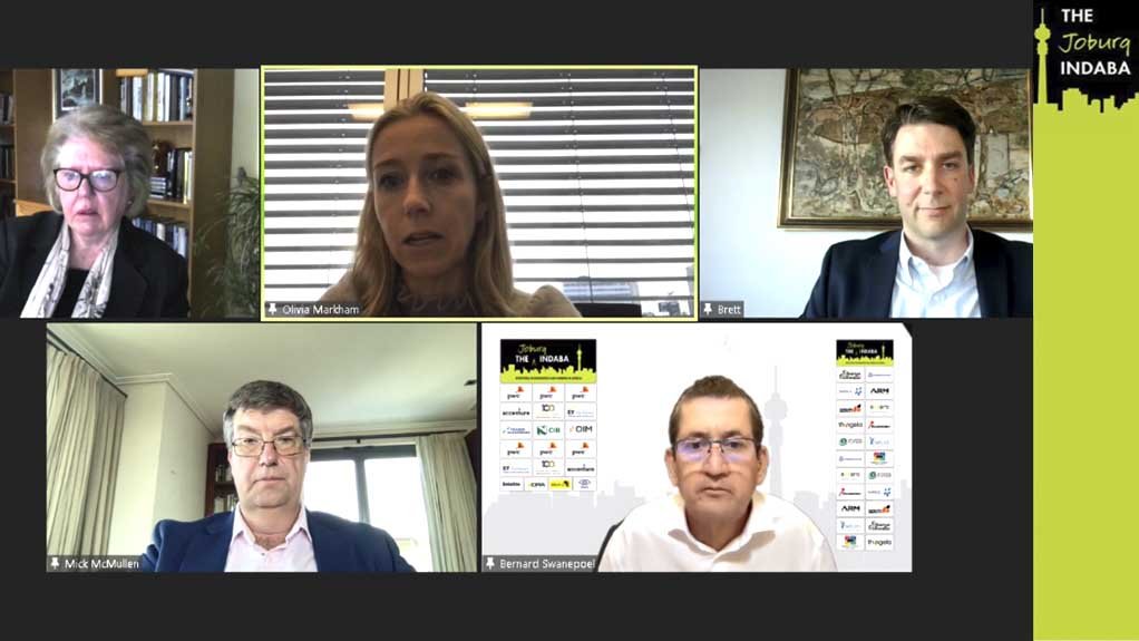 Creamer Media screenshot of panel discussion at Joburg Indaba in October 2021