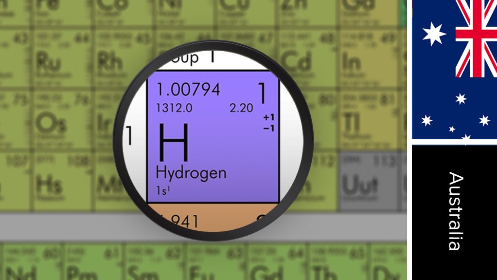 Image of Australia flag and periodic table symbol for hydrogen