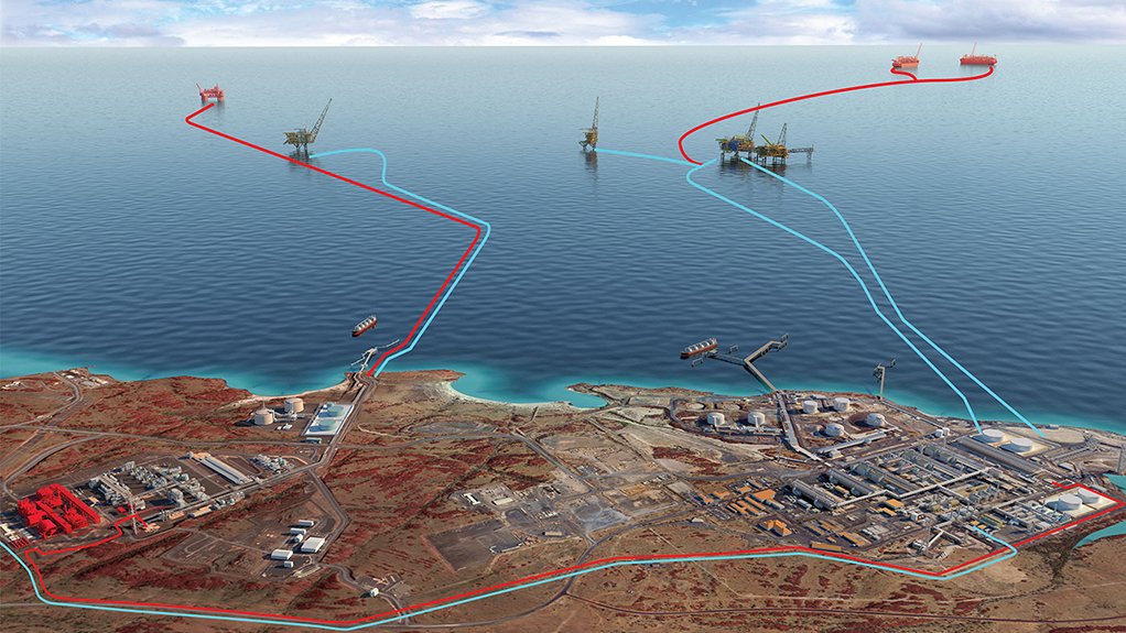 Image of artist's impression of the Scarborough gasfield, in Australia