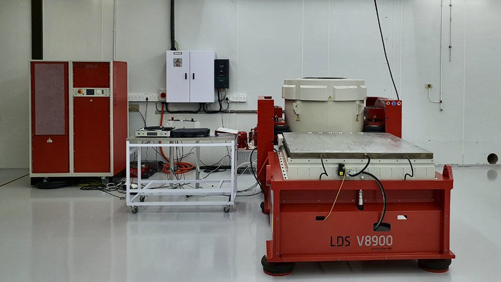 The Brüel & Kjaer LDS V8900 electrodynamic shaker at Dragonfly Aerospace’s facility in Techno Park