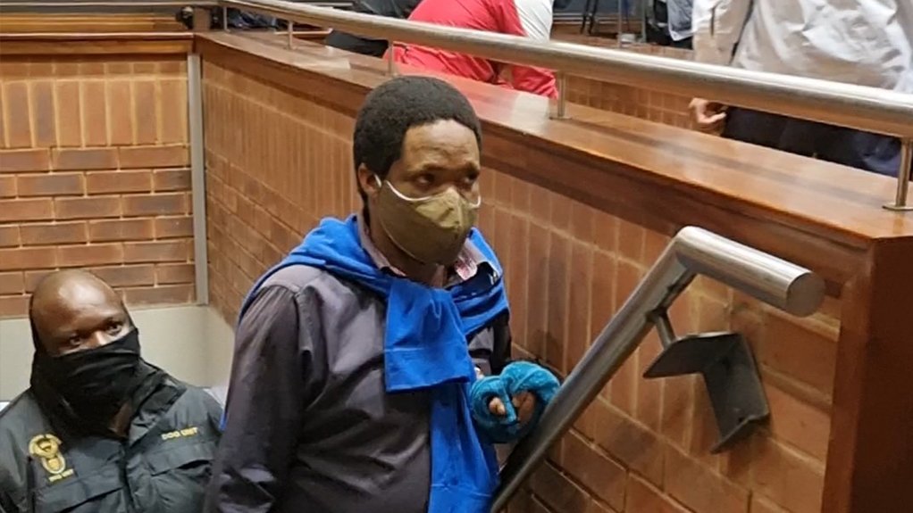 Image of one of the accused in the Senzo Meyiwa murder trial appearing in court 