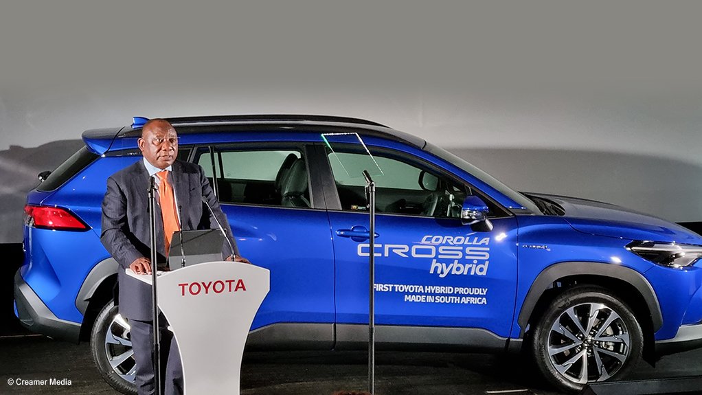 A photo of President Cyril Ramaphosa at the opening of Toyota South Africa Motors' new Corolla Cross production line in KwaZulu-Natal