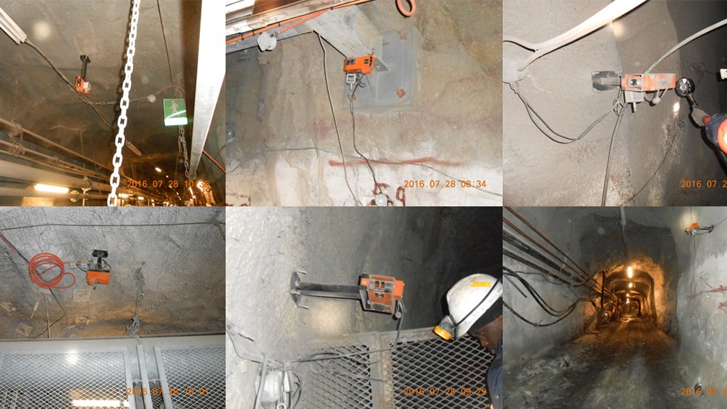 Six different photos of shafts and tunnels in a mine where BBE have installed the Vuma-network sensors and technology for ventilation