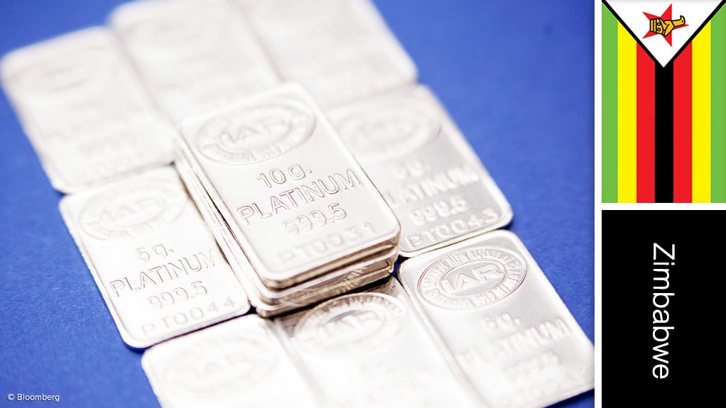 Image of Zimbabwe flag and platinum bars
