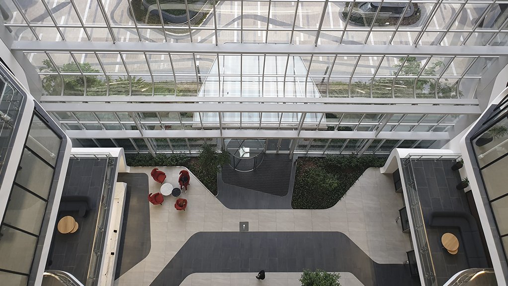 Pic of the atrium in Growthpoint’s 144 Oxford, in Rosebank