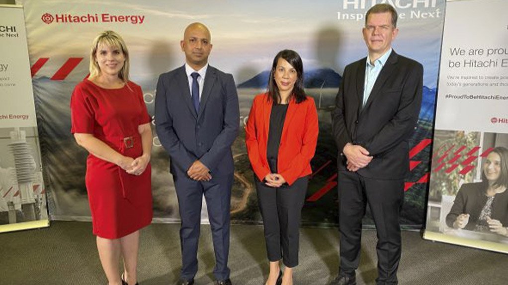 From left, Sally Elliott - Head of Legal and Integrity for Hitachi in Southern Africa; Malvin Naicker - Managing Director of Hitachi Energy in Sub Saharan Africa; Michelle Sampson - Finance Director for Hitachi Energy in Southern Africa; and Stuart Michie - Head Sales and Marketing Manager for Hitachi Energy in Southern Africa