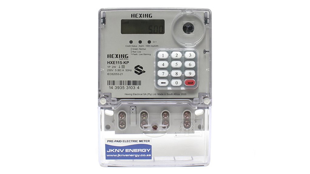 Image of the Hexing HXE115-KP meter which operates on the JKNV Energy vending platform and integrates with EasyPay

