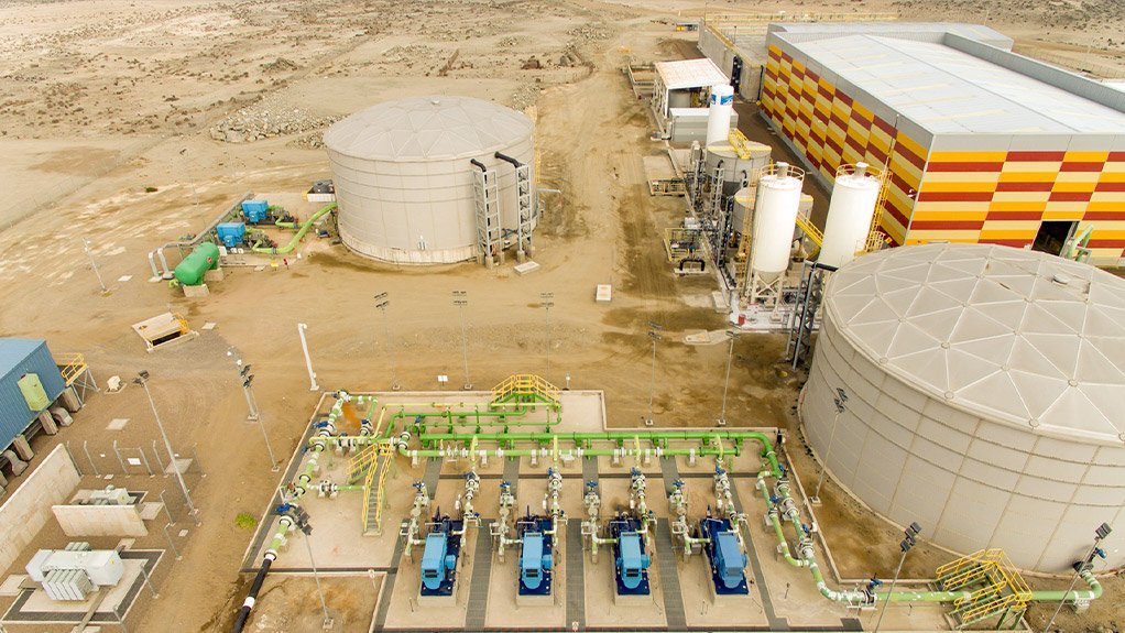 Aerial view of a desalination plant