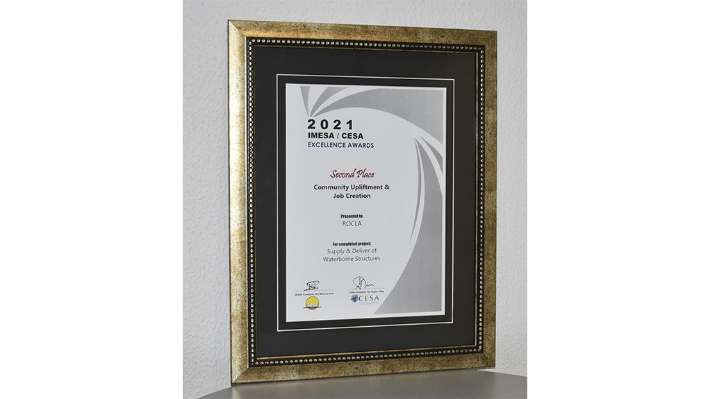 Rocla Sanitation and Izandla Ziyagezana take second place in the IMESA/CESA Awards for Community Upliftment and Job Creation