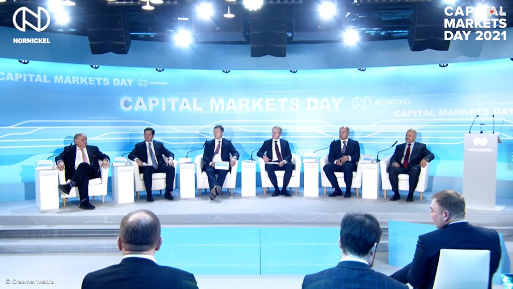 Creamer Media screenshot of Nornickel executives at capital market day.
