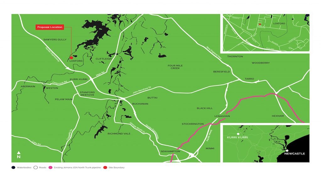 Location map of the proposed Hunter power project