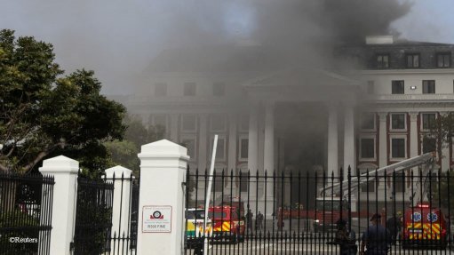 A fire at South Africa's Parliament in January 2022