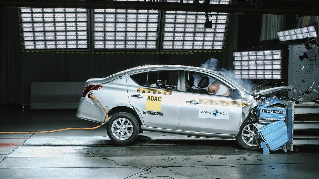 Image of the Nissan Almera during the NCAP crash test