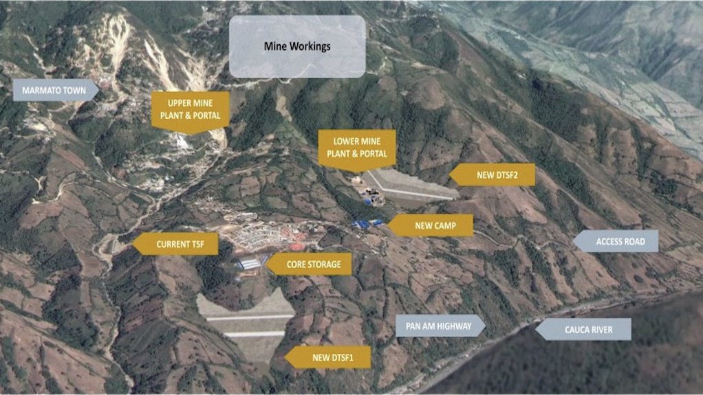 Image of the site layout of the Marmato project, in Colombia