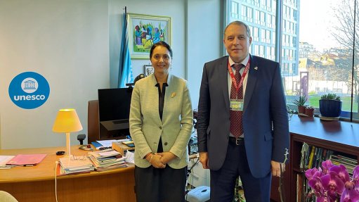 GECF secretary-general Yury Sentyurin, and Unesco natural sciences assistant director-general Dr Shamila Nair-Bedouelle standing in the offices of the Unesco headquarters in Paris