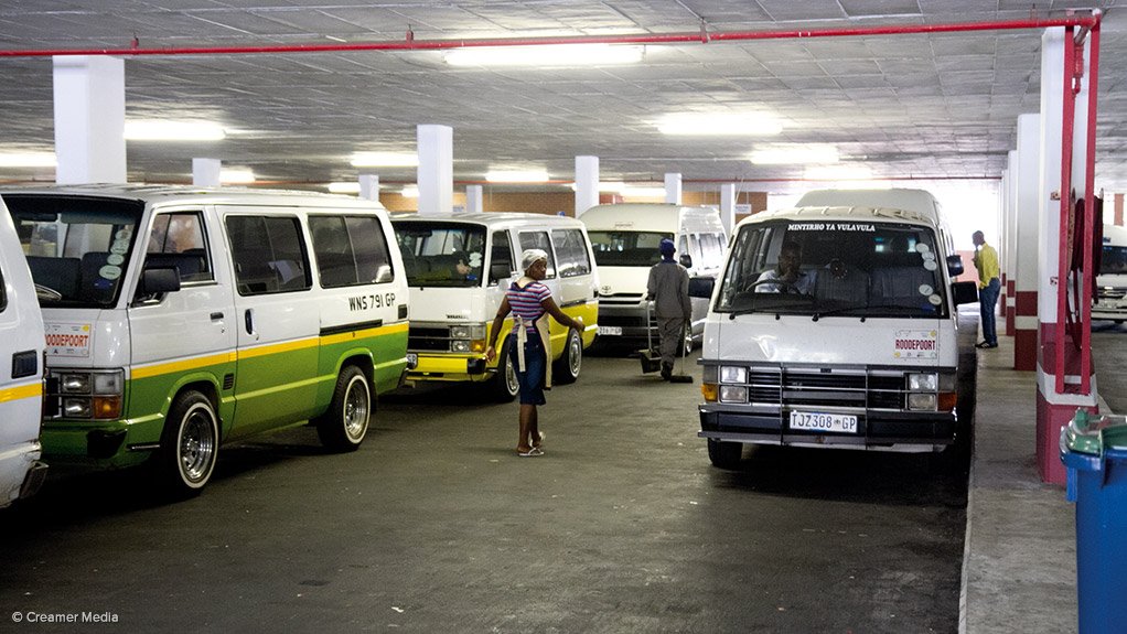 Minibus taxis parked at the Roodepoort taxi rank