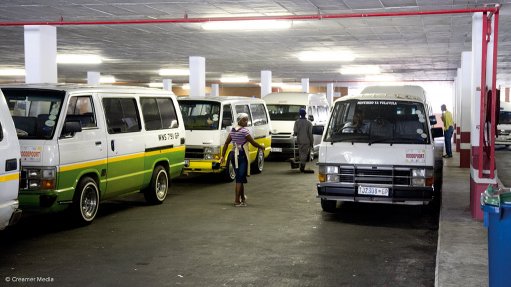 Minibus taxis parked at the Roodepoort taxi rank