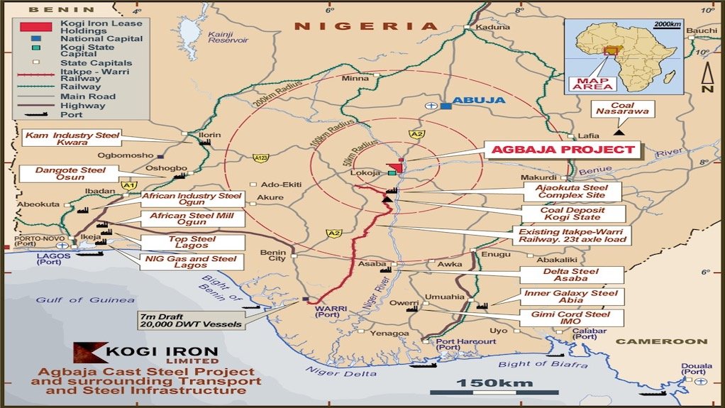 Location map of the Agbaja iron-ore project