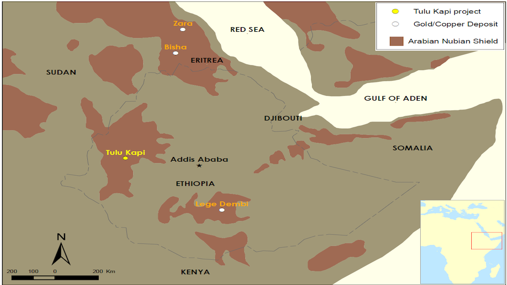 Location map of the Tulu Kapi gold project, in Ethiopia