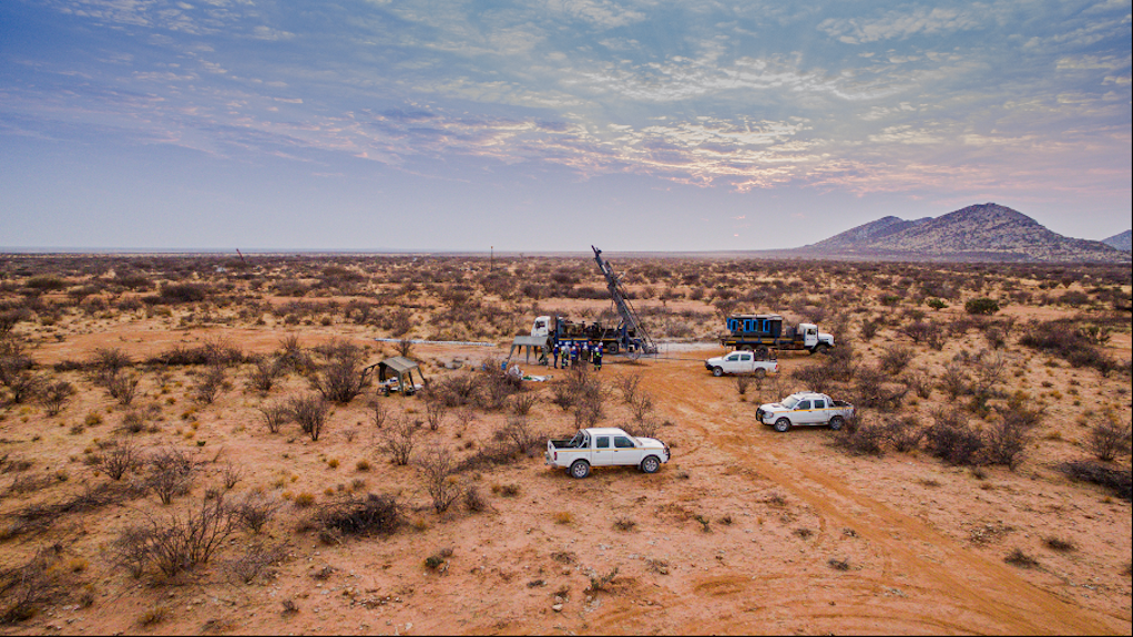 Image of a drill rig at the Twin Hills gold project, in Namibia