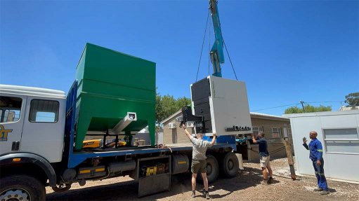 A Biomass fueled Hot-air Generator and boiler system being loaded onto a truck at the Calore Head office in the Cap