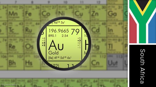 Image of South Africa and periodic table symbol for gold