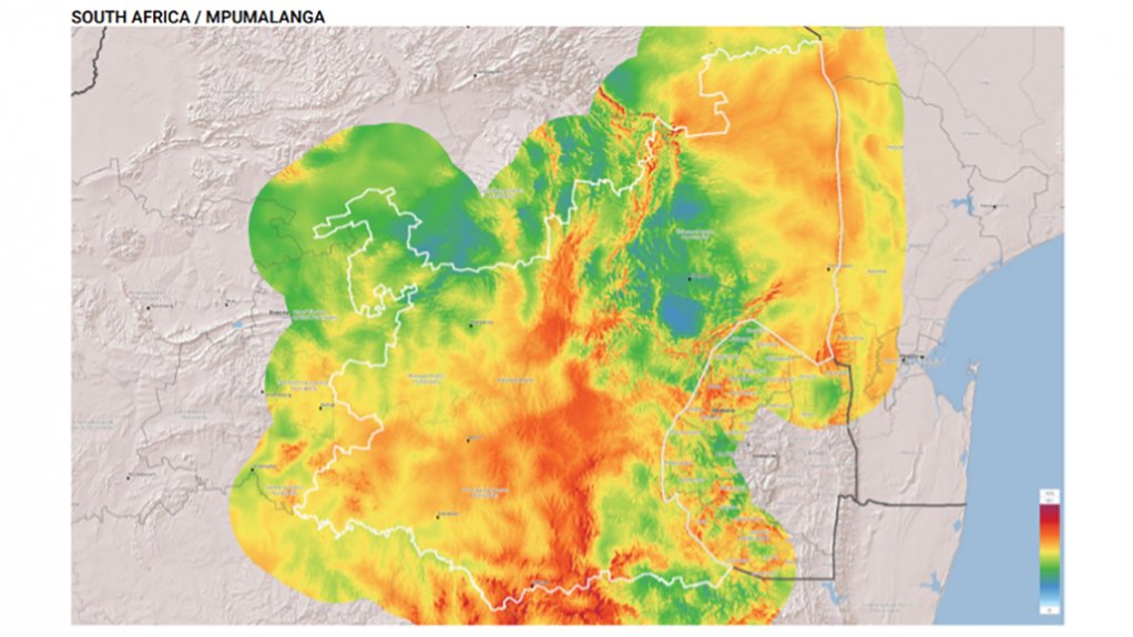 Global Wind Atlas Map: Mpumalanga Region 