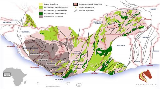 Image of the regional geology of the Dugbe gold project
