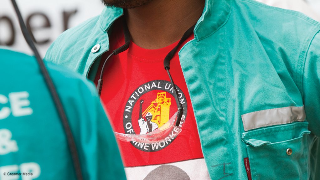 A photo of a NUM t-shirt worn by a union member