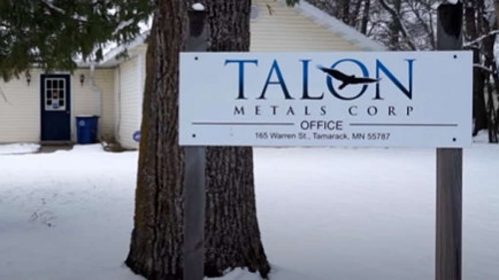 An image of the Talon Metals signage at its office.